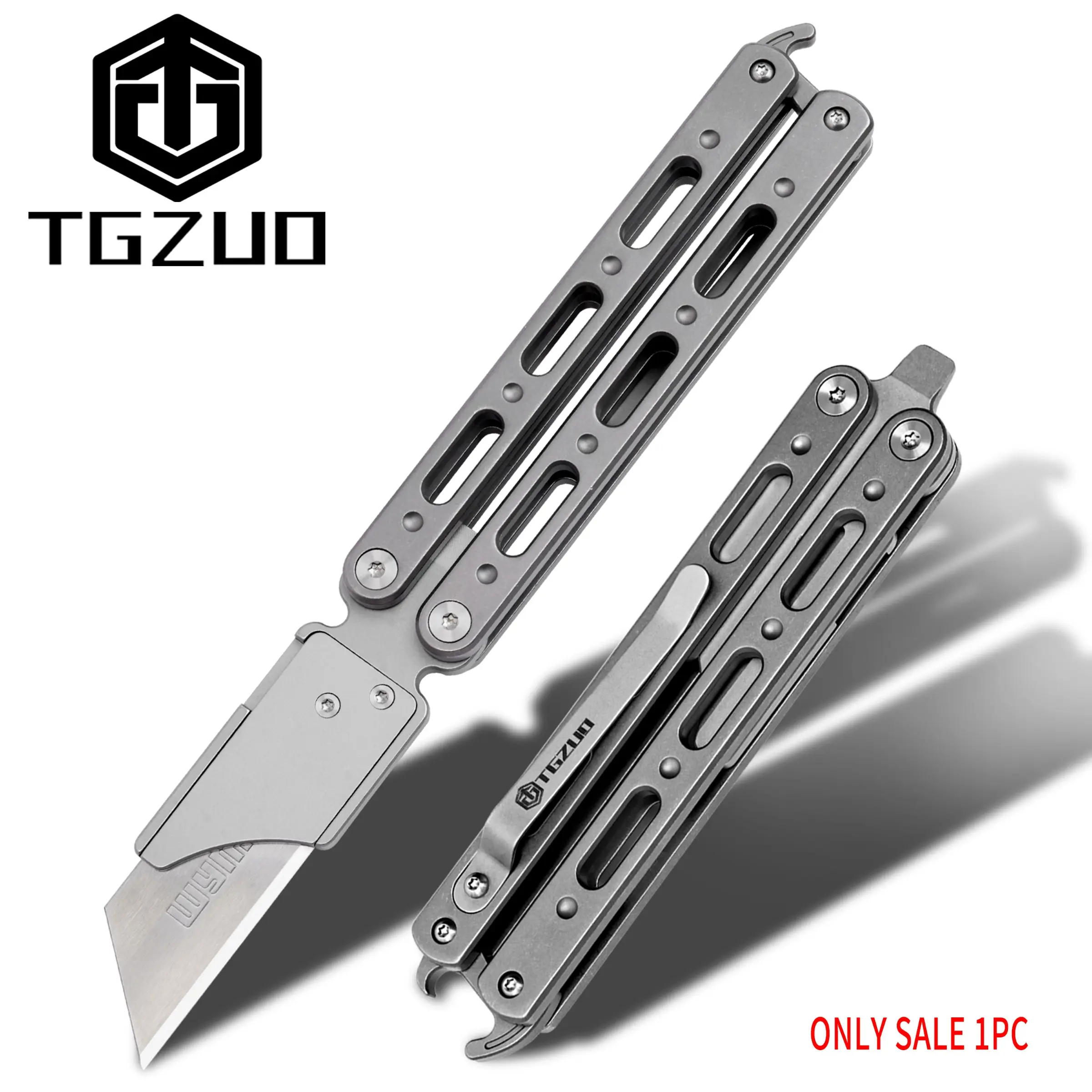 Edc Knife with Titanium Alloy Handle, Outdoor Bottle Opener, Includes Extra 10 Sk5 Blades, Durable Edc Tool, Portable Multipurpose Knives for Everyday Use