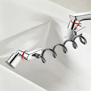 AQUPUVIR Kitchen Sink rotatable Faucet Upgrade Kit, 2 Spray Modes with Pull Down Sprayer, 1440° Rotating Pull-Down Faucet with Water Filter, High-Pressure Spray, 99% Chlorine Removal Rate, Easy Installation (Suitable for Kitchen/Bathroom)