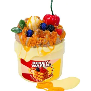 DIY Clay Berry Waffle Themed (7oz) - Thick and Glossy Textured Slime with Decorative Toppings