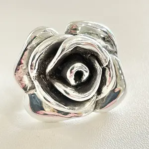 Sterling Silver 925 Large Rose Lightweight Hollow Ring Electroform Jewelry