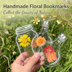 Handmade Transparent Floral Bookmarks, Dried Flower Leaves DIY Crafts, Cute Bookmark for Readers, Perfect Gift Idea, Decoration, Book Accessories