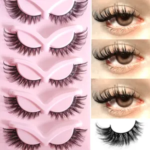 Five pairs of fox style cat eye false eyelashes, thick and elongated 3D eyelashes, Fluffy Volume Eyelashes, High Quality Eyelashes, European, American, Asian style