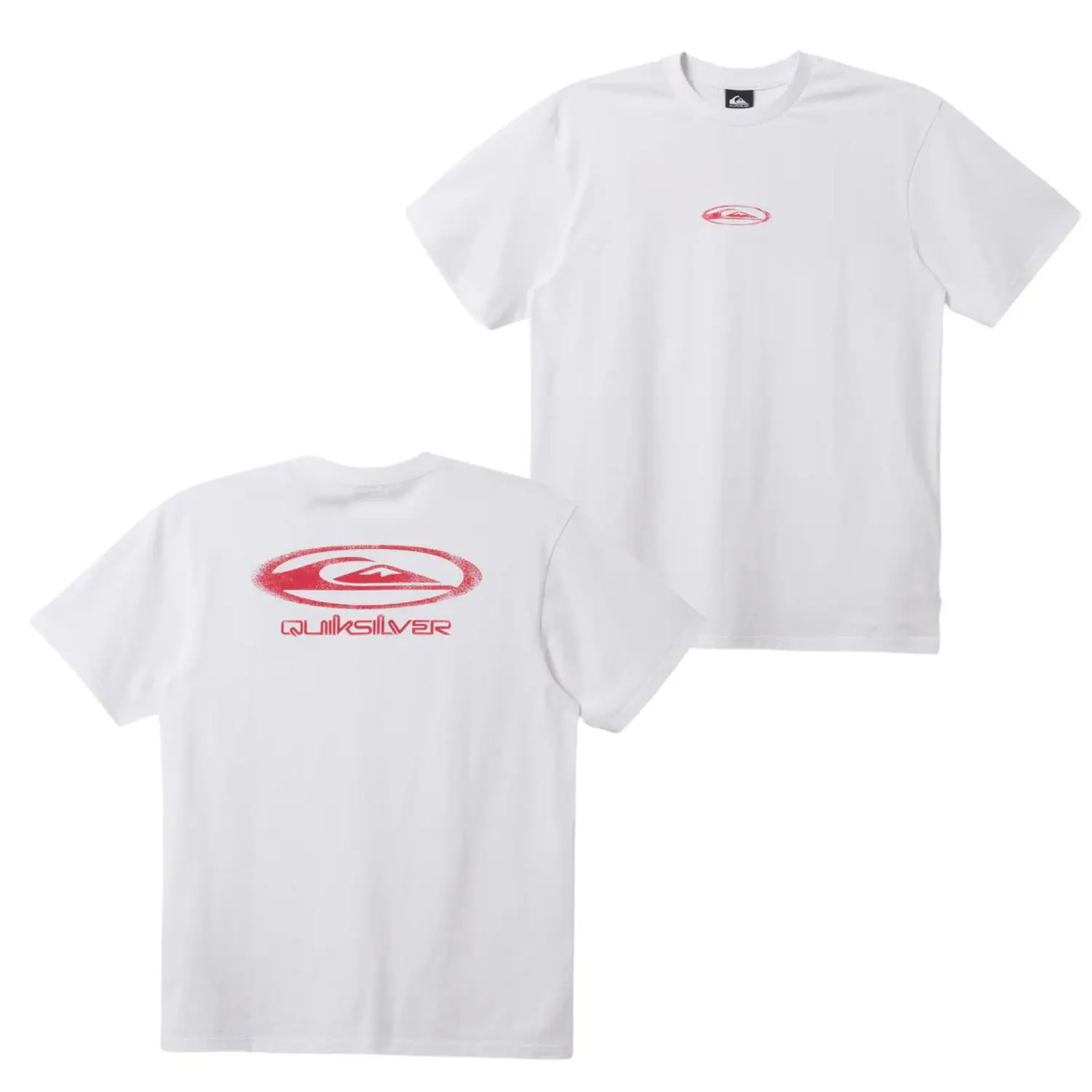 Graphic Tee 100% CottonQuiksilver Spaced T-Shirt, Featuring Retro Red Oval Logo Front and Back, Soft Cotton Fabric, Unisex Fit for Men and Women, Ideal for Surfwear FansSummer 2026 Unisex
