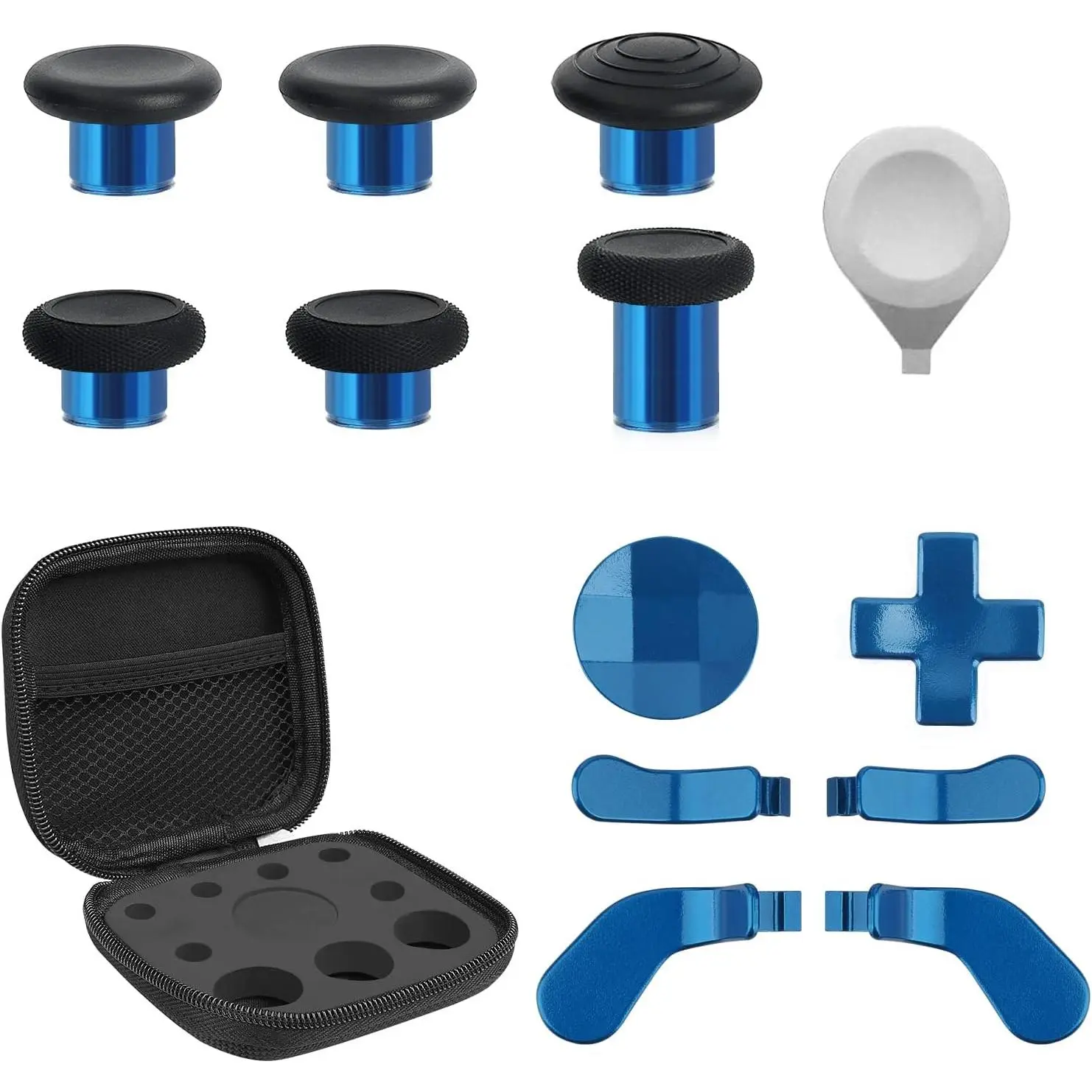 High Quality 13-in-1 Complete Gamepad Replacement Kit for Elite Series 2 Core Controller Accessories - 6 Metal Joysticks, 2 D-pads, 4 Buttons, 1 Adjuster, Easy-to-Replace Rubber & Stainless Steel Parts (Blue) with Manufacturer Warranty