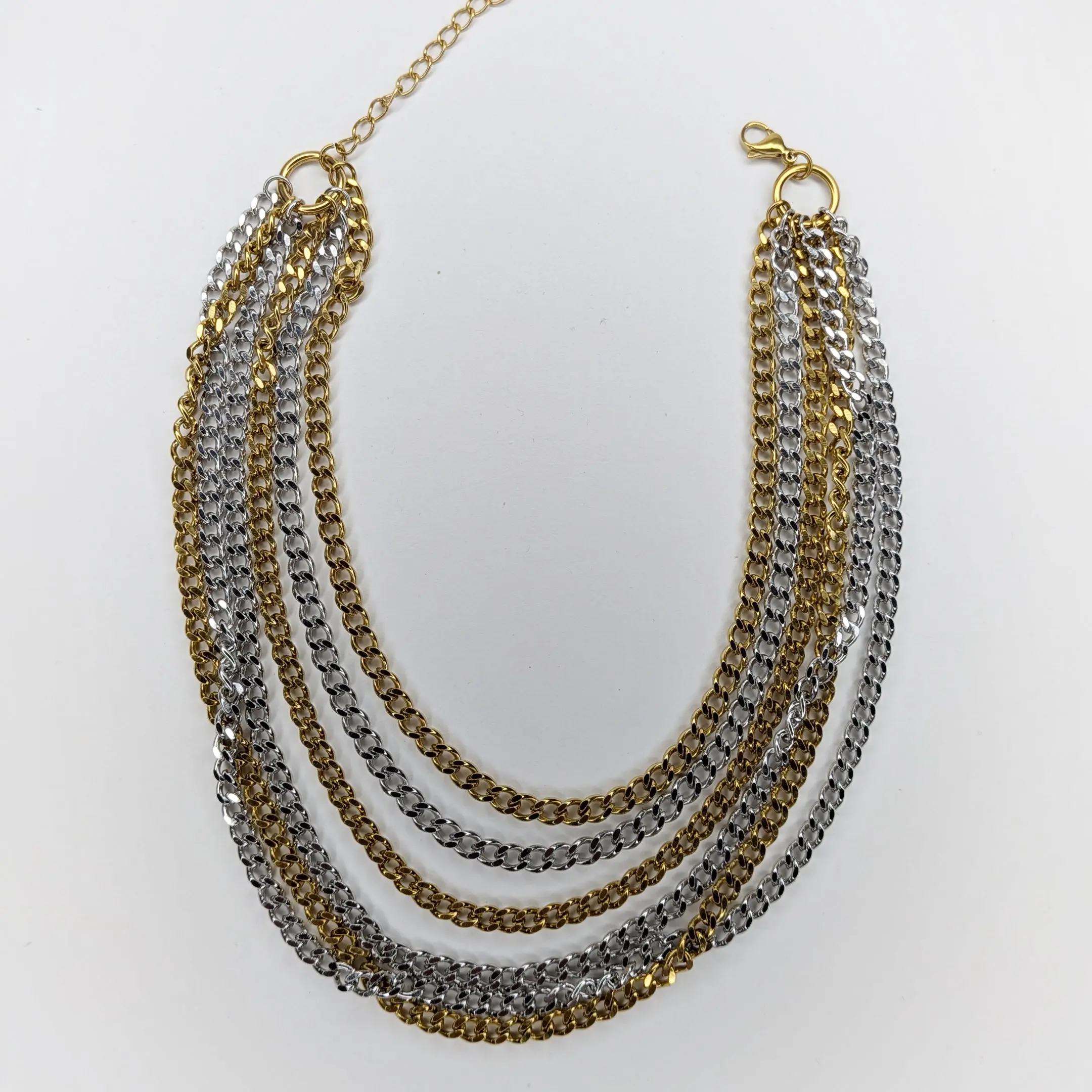 Karina Two-Tone Layered Chain Necklace (Collar)
