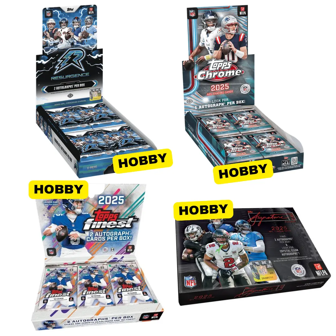 PYT BREAK #591 (x4 BOXES) - 2025 Topps Resurgence Football HOBBY Box, 2025 Topps Chrome Football HOBBY Box, 2025 Topps Finest Football HOBBY Box, 2025 Topps Signature Class Football HOBBY Box - Sports Trading Cards