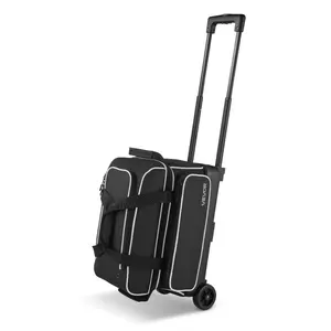 VEVOR Bowling Ball Bag, 3 Ball Double Roller Bowling Bag with Wheels, Featuring a Separate Compartment for Shoes (Up To US Size 16) Oversized Accessory Pocket, Retractable Handle Extends to 41.34 in