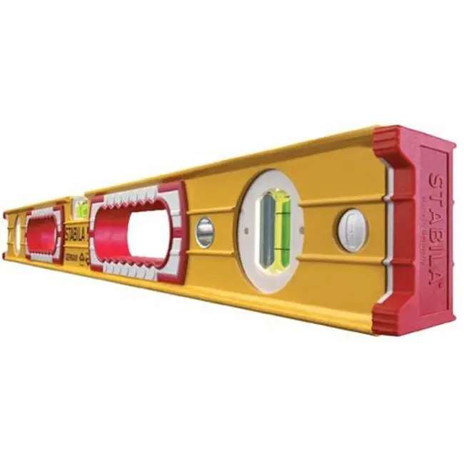 Stabila 24" Heavy Duty Builders Level - High Strength Spring Steel Frame, Handle, 1.06 in Width Tool with Removable Rubber Grip End Caps for Fast and Accurate Installations, Lifetime Guarantee