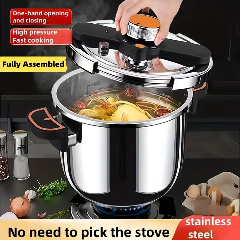 6L Heavy-Duty Stainless Steel Pressure Cooker with Handle, Thickened Explosion-Proof Thermal Cookware, Multiple Safety Protections, Compatible with Gas & Induction Stoves, Ideal for Braising & Stewing