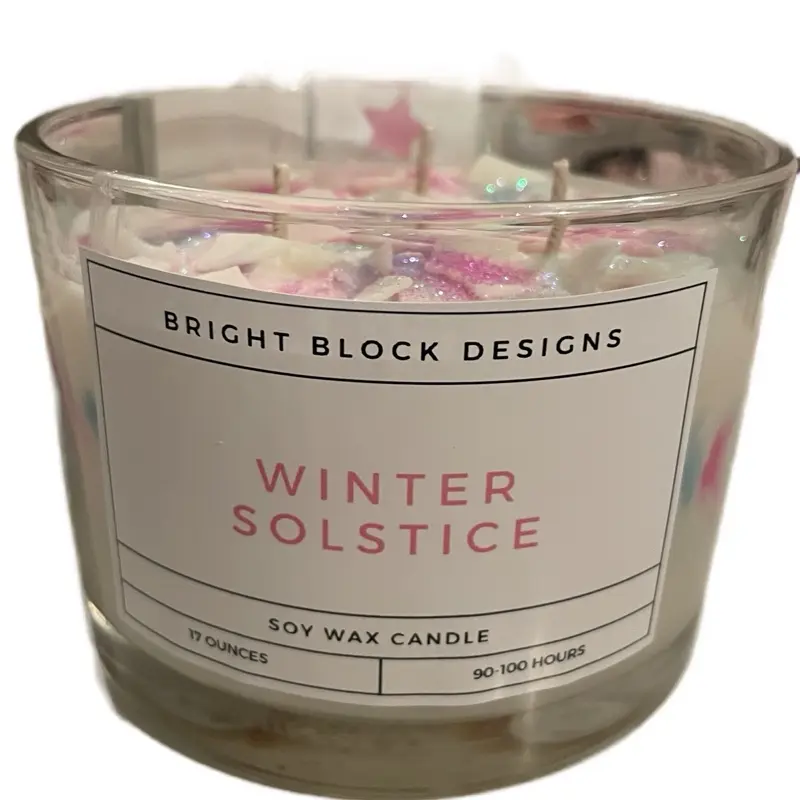 Bright Block Designs Winter Solstice Glitter & Glow Candles Decor 17 Ounces Soy Wax 90-100 Hours Burn Time candle