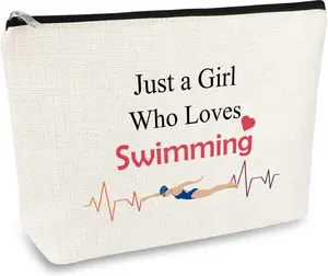 Girl Swimmer Gifts Makeup Bag Swim Lover Gift Swimming Team Gift Cosmetic Bags Birthday Christmas Graduation Gifts for Girl Women Swimmer Swim Lover Daughter Friends Travel Toiletry Pouch