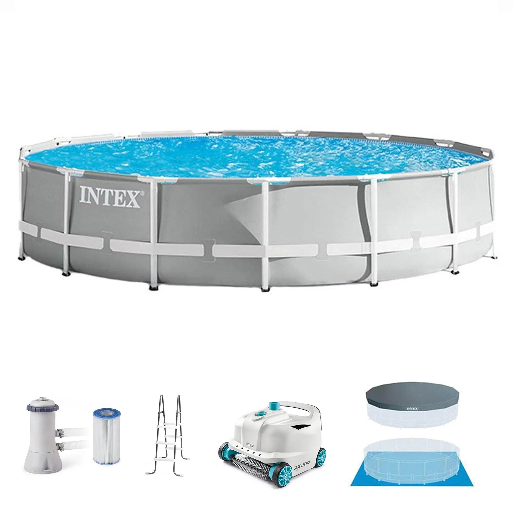 Intex 26723EH 15ft x 42in Prism Frame Above Ground Swimming Pool Set with Filter