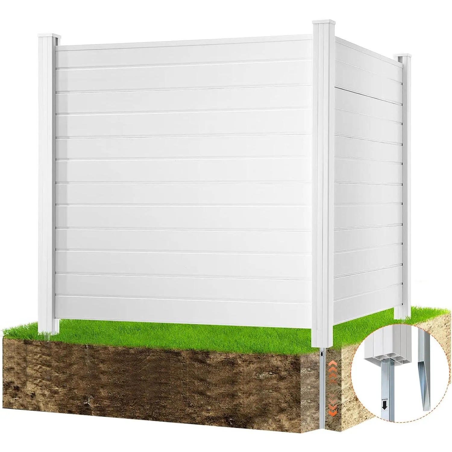VEVOR High-Quality PVC Horizontal Privacy Fence, 50in W x 50in H 2-Panel Waterproof Outdoor Screen, Blocks External Noise, Enhances & Protects Privacy, Ideal for A/C Units, Pool Equipment, 50"X50"