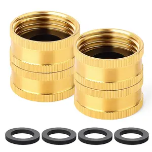 TAISHER Brass 3/4" Female GHT Hose Connectors, Double Female Swivel Hose Adapter Garden Hose Fittings and Adapters