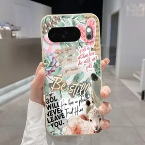 Rounded Edge Phone Case for Google Pixel 10 9 XL 8 7 Pro A  Divine Faith Inspire Pattern Full Body Protection Shockproof Soft Liquid Silicone Cover Cellphone Protective