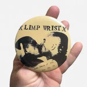 Limp Wrist Punk Button Large 3 Inch Pin - Don't Knock It Till You Try It - Unique Design - Perfect for Fans
