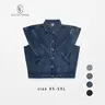 EL ELENGATINE Women's Collared Layer-Ready Denim Sleeveless Blazer Vest - Plus Size Fashion, Wide Shoulders, Round Slit Pockets, Button Front Closure, Fitted Chic Minimalist, for School & Winter Wear,sohochic
