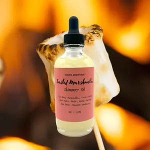 Toasted Marshmallow Moisturizing Body Shimmer Oil 120ml Marshmallow Amber Vanilla Hazelnut Sandalwood by Karafa Essentials