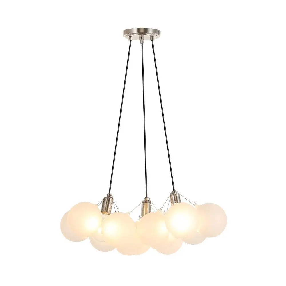 JONATHAN Y Aubrey 3-Light Mid-Century Glam Frosted Glass Orb Bright Dimmable LED Ceiling Light - Indoor Lighting, Home Decor for Living Room, Bright Led, Home Decor Light