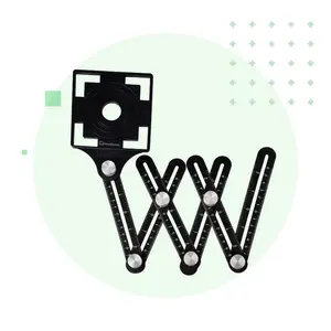 YoraHome Multi-Angle Ruler With Hole Punch Locator - Aluminum Alloy Measuring Tool for Precise Angle Measurements & Custom Stencils, 6 Adjustable Arms, Portable & Convenient