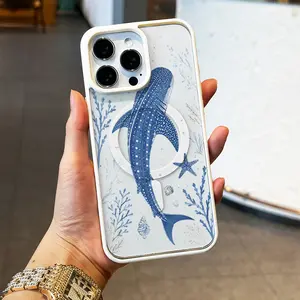 🐋 Whale Shark Ocean Print MagSafe Phone Case Clear Shockproof Cover for iPhone 17 15 16 14 Pro Max 13 12 11 XR XS Air Plus SAMSUNG Galaxy Ultra Plus Acrylic Shockproof Scratch-Resistant Cover Protection Supports Wireless Charging