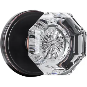 Door Knobs Interior,  Passage Glass Oil Rubbed Bronze Door Knobs Octagon Round for Hall Closet