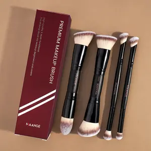 Professional Facial Double-ended Makeup Brushes Set 4 Counts/set Bevel & Taper Foundation Brush &Contour Brush & Blush Brush & Powder Brush, Makeup Tools for Travel, Makeup Brushes, Makeup Brushes Kits#DealsForYouDays