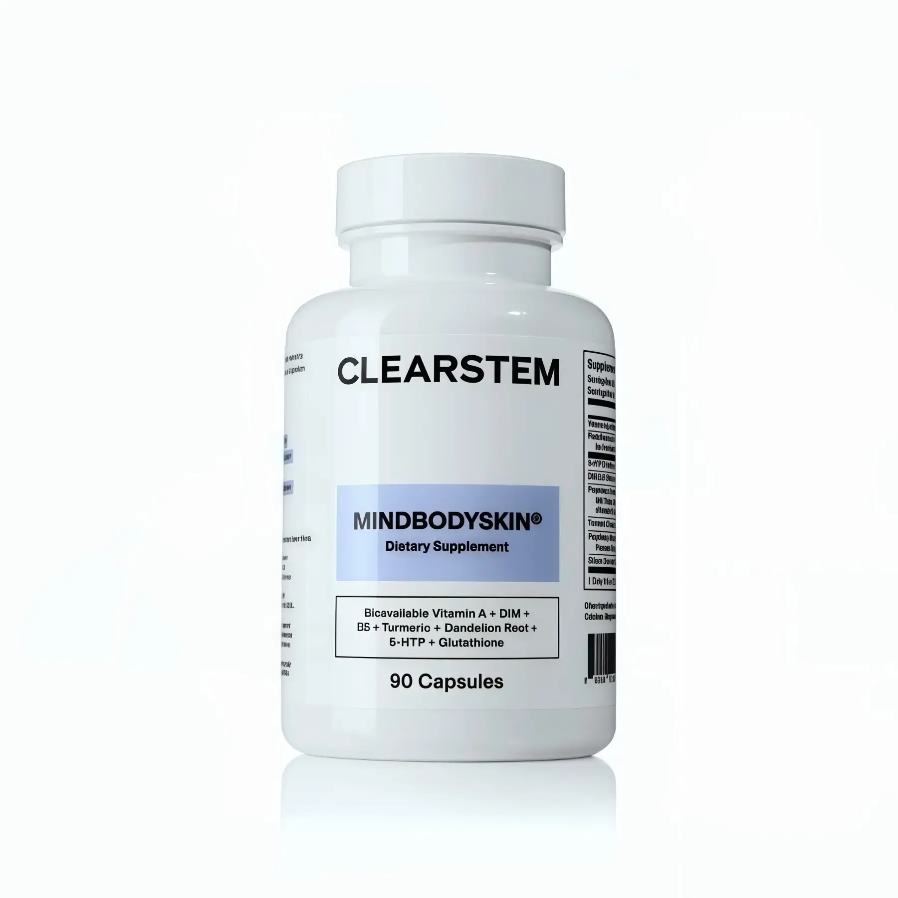 CLEARSTEM MINDBODYSKIN Hormonal Acne Supplement - 90 Capsules Dietary Formula with Vitamin A
