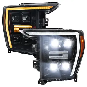 2021-2023 Ford F-150 Full LED Projector Headlights w/ Switchback LED Sequential Turn Signals DRL Parking Light Strip (Matte Black Housing / Clear Lens) - Fits Models w/ Factory LED Headlights