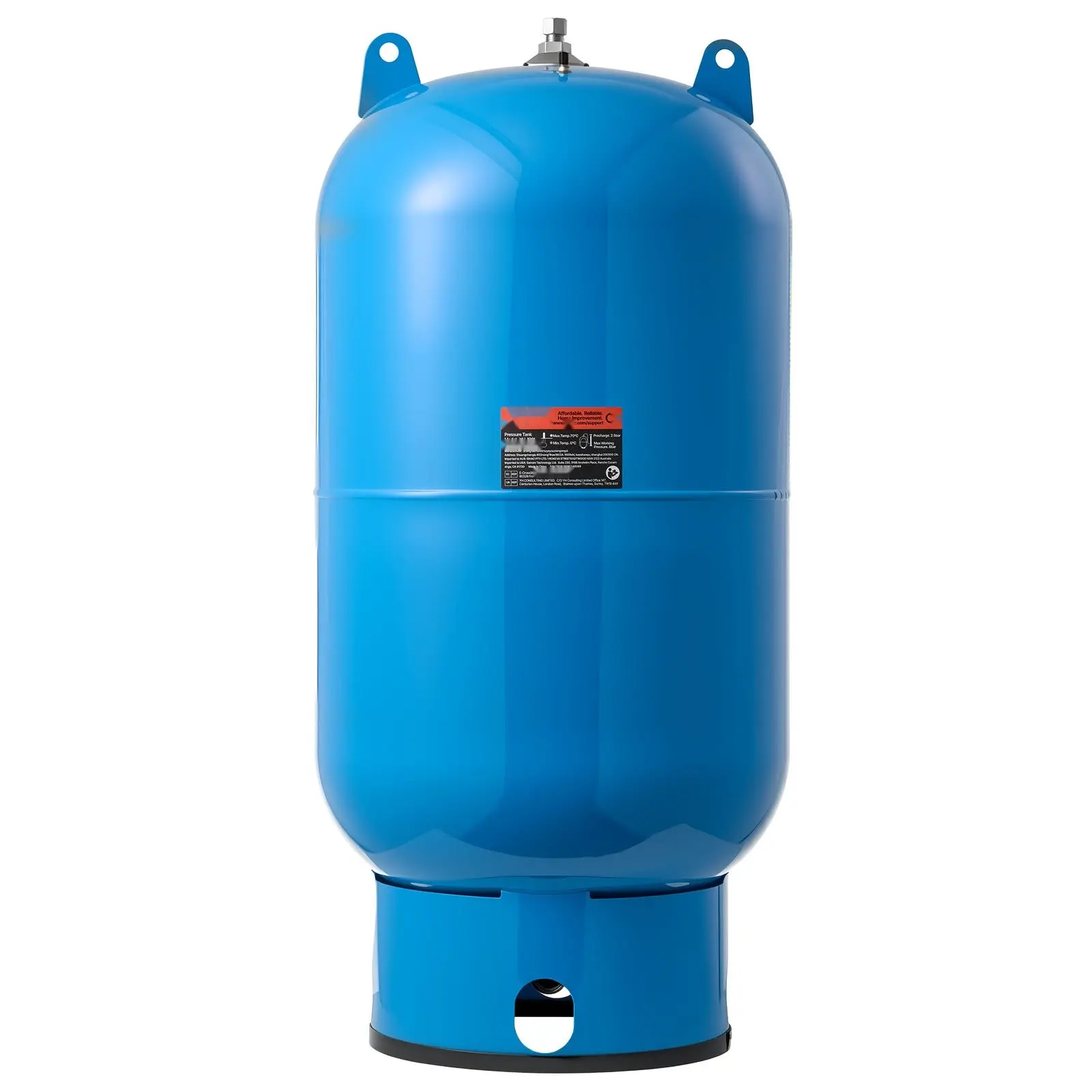 34-Gallon Vertical Well Pressure Tank, Pre-Charged Pressurized Water Storage Tank For Well Pumps, Heavy-Duty Carbon Steel Construction, Durable Water Storage Container For Home, School, Farm And Irrigation Systems