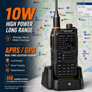TIDRADIO TD-H9 10W GPS APRS Handheld Radio with Offline Map Team Tracking GMRS HAM Long Range Walkie Talkie Spectrum Analyzer SMS Message NOAA AM FM Wireless App Programming Compass Multi Band