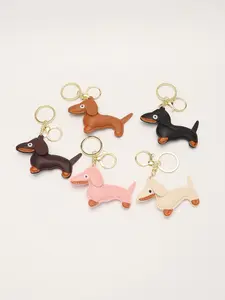 1pc Cute Cartoon Dachshund Dog Leather Keychain, Bag Charm Decor Car Accessories Halloween Accessories Teachers Day Christmas Gift Ideas Bag Accessories Lanyards With Id Holder Car Accessories Bag Charms Car Accessories Friend Sister