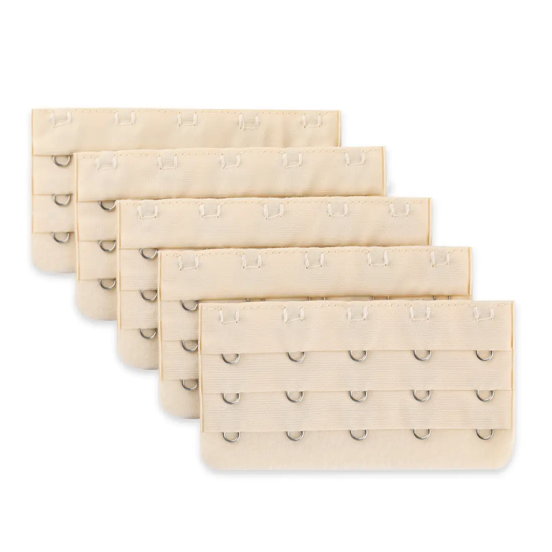 INSPIRE CHIC Women's Bra Extender Brassiere Extension 3 Rows 5 Hooks 5pcs One Size Beige