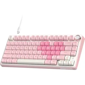 R75 Mechanical Keyboard Wired with Volume Knob, 75% Keyboard Gasket Mounted, Hot Swappable, Creamy Sound, MDA Profile, PBT Keycaps,
