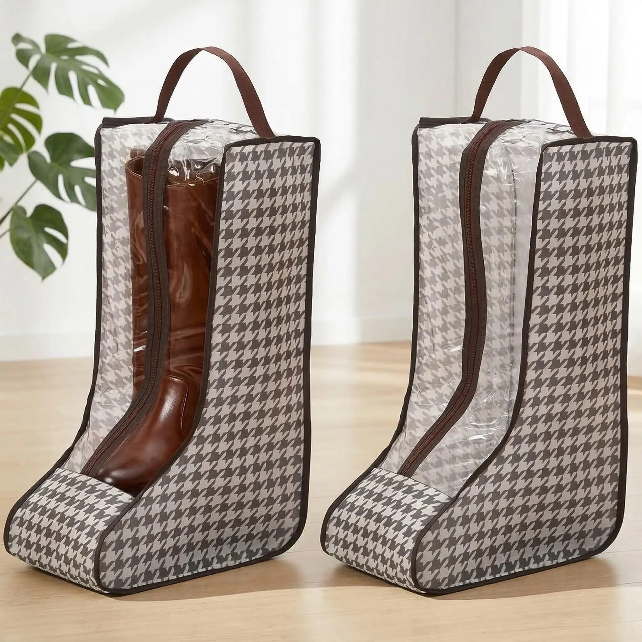 2-Pack Non-Woven Fabric Boot Storage Bags - Portable Dust-Proof Cowboy Boot Protector Organizer with Dust Stays Outside, Moisture Guard, Great for Camping Trips, Ideal for Home Closets or Travel Kits