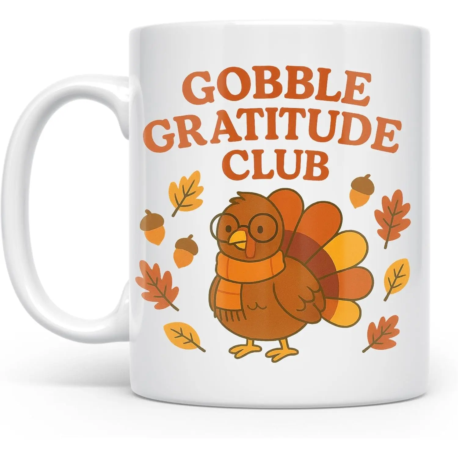 Gobble Gratitude Club Cute Turkey Coffee Mug, Fall Autumn 11oz Ceramic Cup, Thanksgiving Holiday Gift