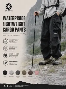 Menswear Baggy Cargo Pants for Men - Water-Resistant Lightweight Parachute Bottoms, Elastic Waist Loose-Fit Gorpcore Streetwear, Cargo Pants Women Casual Outdoor Hiking Trousers Black