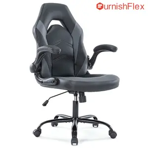FurnishFlex Gaming Chair - Computer Chair Ergonomic Office Chair PU Leather Desk Chair Executive Adjustable Swivel Task Chair with Flip-up Armrest