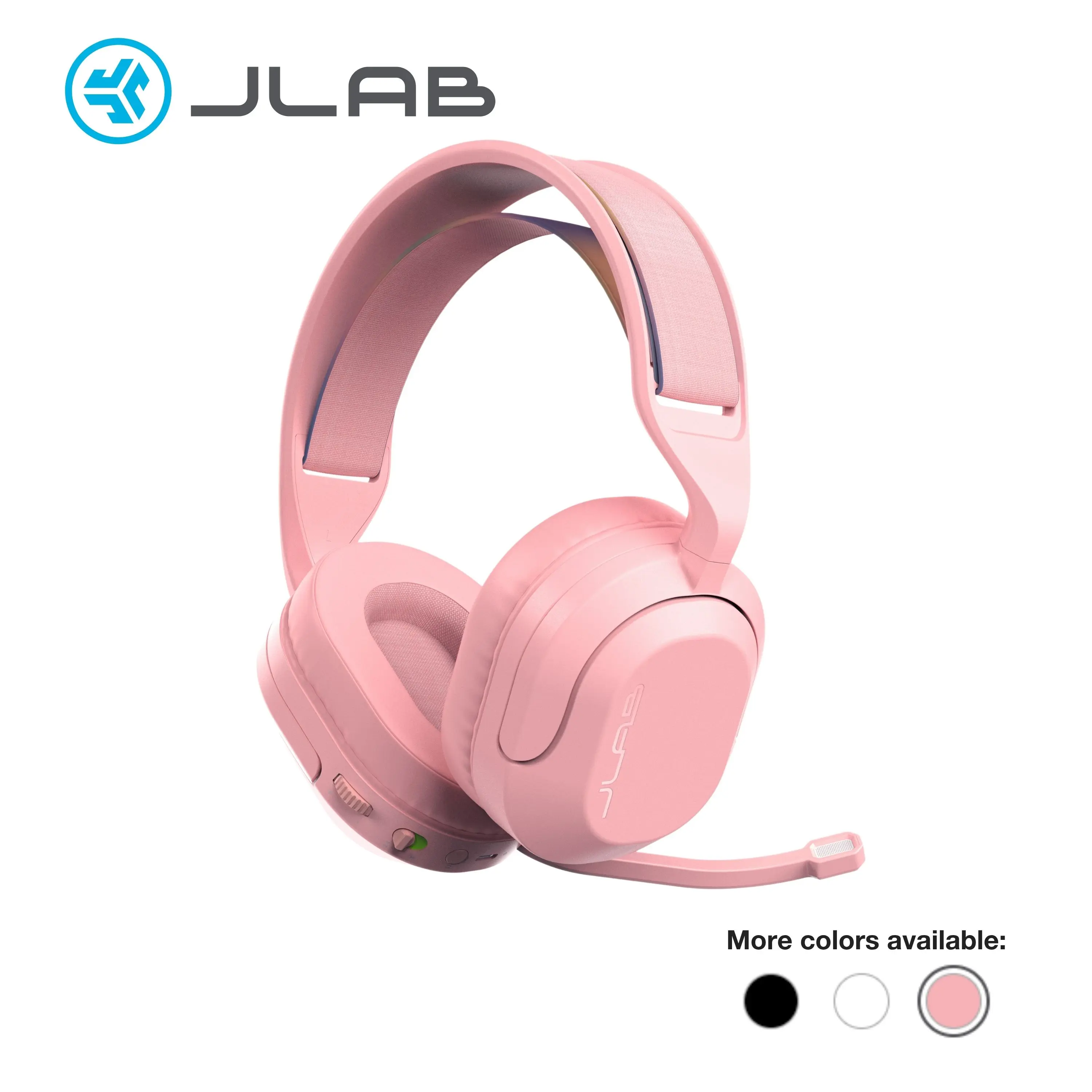 JLab Nightfall Wireless Gaming Headset, Flip-to-Mute Rotating Boom Mic, 50mm Drivers, 2.4GHz for PC, PS5, PS4, Switch, Built-in Microphone