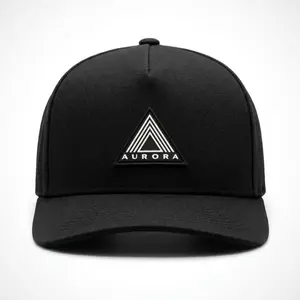 Aurora Brand The Halo Black Performance Cap with White Triangle Logo and “Aurora” Text Design for Men. Includes Ripstop travel bag and custom packaging. Women sizes coming soon!