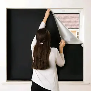Blackout Curtains for Bedroom, Easy Install Curtain, Portable 100% Black Out Window Cover Film, Cuttable Blackout Shades Fabric Sheet, No Drill Window Blinds, Sun Heat Light Blocker for Travel Media Dorm, 57'' W