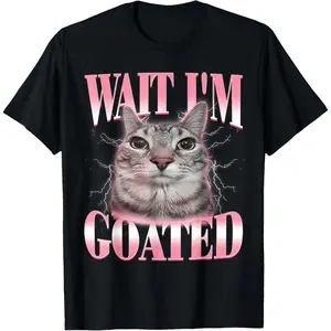 Hilarious Silly Cat Brainrot Wait Im Goated Urban Meme T Shirt for Men Women Kids