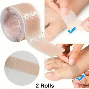 2 Rolls Silicone Gel Blister Bandages - Transparent Heel Protector Tape for Foot, Hand & Toe, Shoe Friction Relief, Blister Prevention, Flexible, Soft & Breathable
