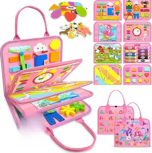 Busy Board Montessori Toys for Toddler Girl Birthday Gifts, Busy Book Sensory Toys for Toddlers, Learning Educational Toddler Travel Activities