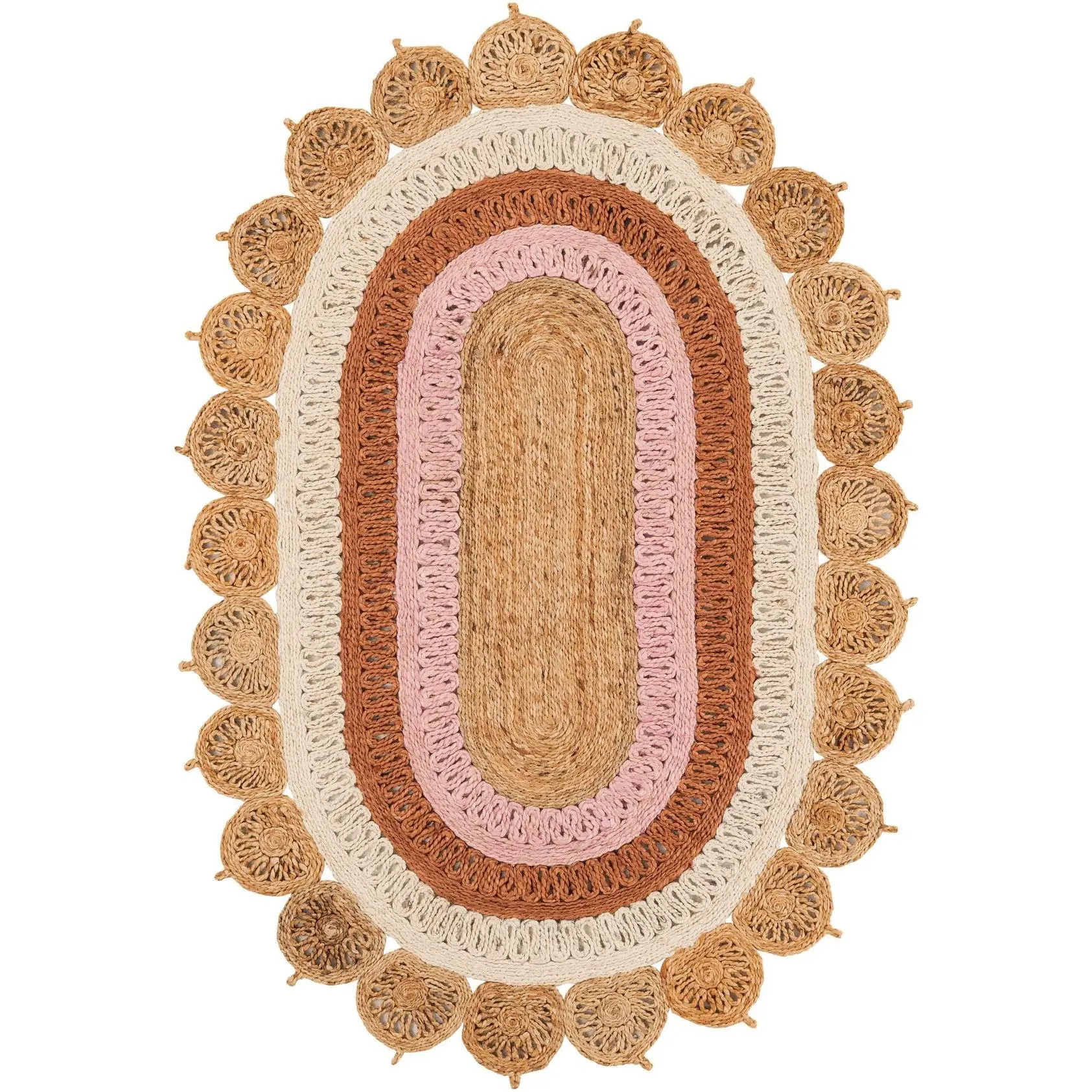 Natural White Orange Pink 4' 1 x 6' 1