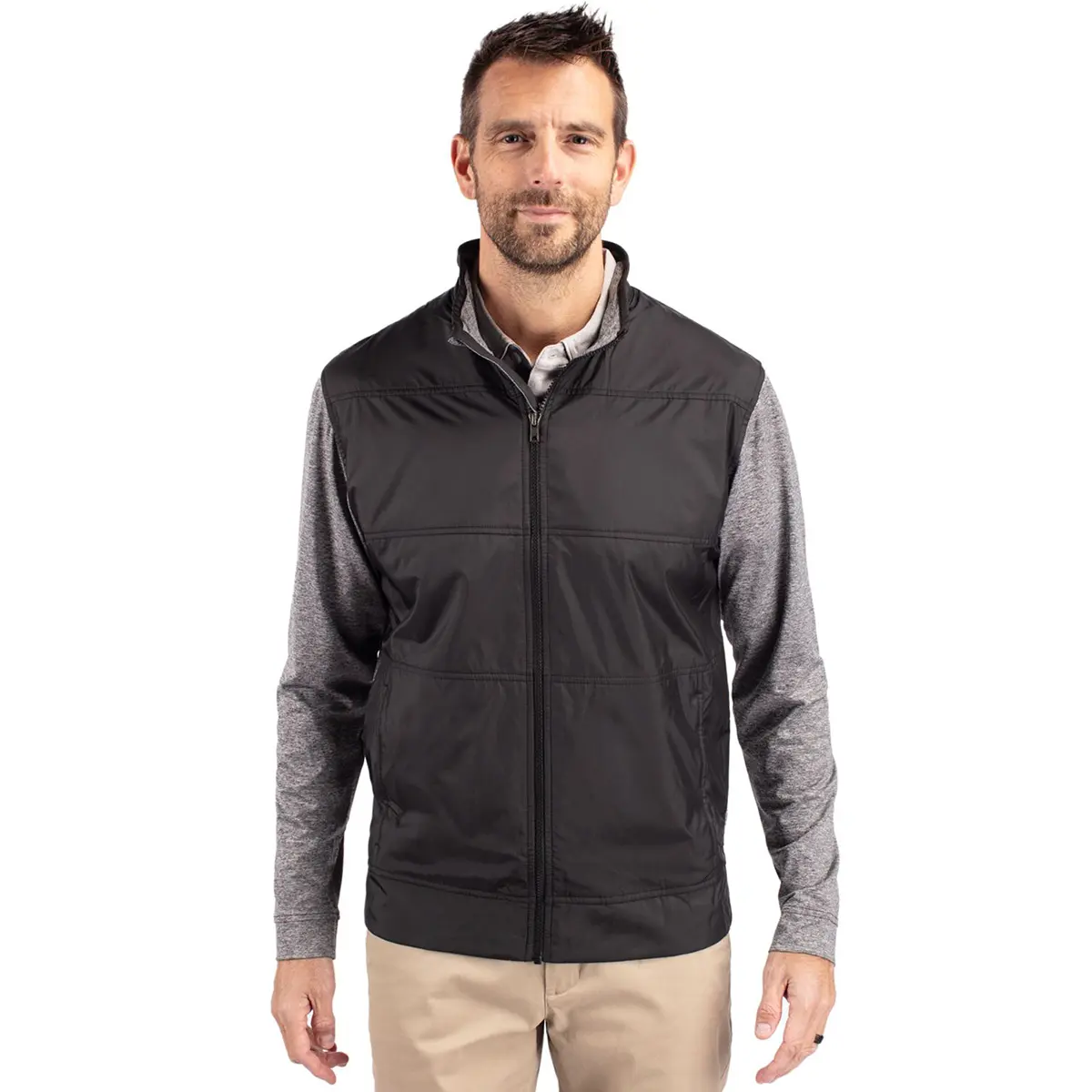 Cutter & Buck Stealth Hybrid Quilted Mens Big and Tall Full Zip Windbreaker Jacket
