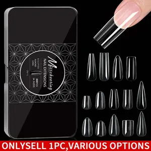 250/500/504/600Pcs Soft Gel Nail Tips, Ultra-Thin Front End Thickened Hard Full Cover Fake Nails, Natural Sculpted Ballet/ Coffin /Almond /Square Shape, Premium Quality Press On Nails Manicure Supplies