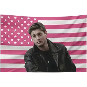 Dean Jensen Star Ackles America Pink Flag Wall Tapestry Winchester Blanket Funny Poster For College Dorm Decor Room Decoration Light Cotton