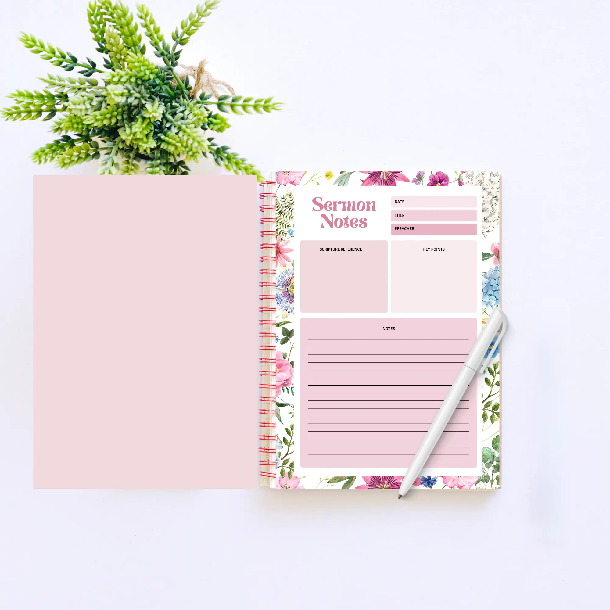 Sermon Notes Journal with Spiral Bound for Her