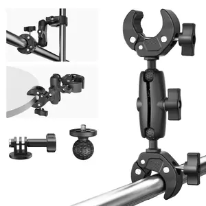 Maectech Double Super Clamp Mount Umbrella Clamp Motorcycle Camera Pole Mount Desk Holder Accessories